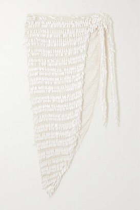 Brasilia Paillette-embellished Crochet-knit Pareo - White