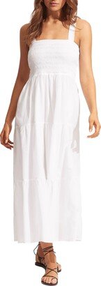 Beach House Smocked Cotton Cover-Up Dress