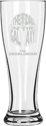 The Dadalorian Best Dad in Galaxy Bounty Hunter Text Face Parody Father's Day For Him Papa - 15 Oz Pilsner Beer Glass
