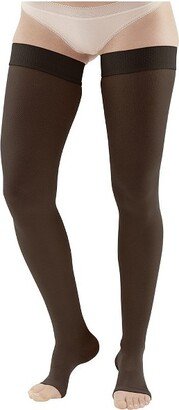 Ames Walker AW Style 265 Adult Microfiber Opaque 20-30 mmHg Compression Open Toe Thigh Highs w/Dot Band Black Medium