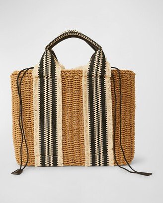 Elle Drawstring Straw Tote Bag