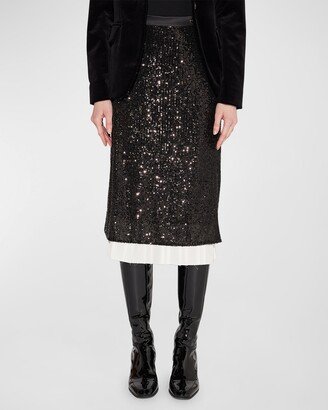 CALLAS Milano Notte Sequin-Embellished Skirt