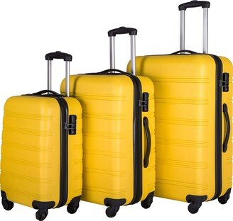 EDWINRAY Luggage Sets 3 Piece Suitcase Set 20/24/28 Hardside Suitcase, Yellow