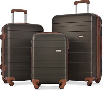 EDWINRAY 3 Pcs Luggage Sets Expandable Luggage ABS Hardshell Suitcase 20