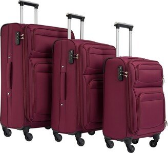 NINEDIN 3 Piece Softside Luggage Sets Lightweight Expandable Durable Suitcase with Spinner Wheels and TSA Lock Trunk Sets