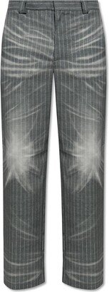 Faded Striped Straight-Leg Trousers