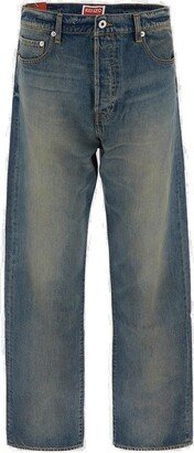 Straight-Leg Asagao Japanese Jeans