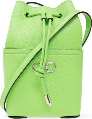 Leather Bucket Shoulder Bag - Neon