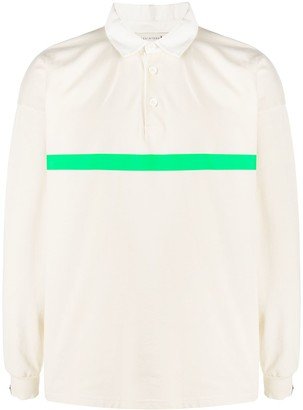 Contrast-Stripe Long-Sleeve Polo Shirt