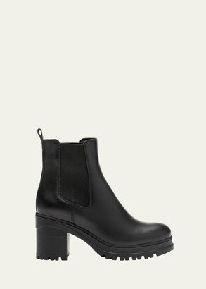 Paxton Leather Lug-Sole Chelsea Booties