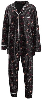 Wear By Erin Andrews Women's Black Arizona Coyotes Long Sleeve Button-Up Shirt and Pants Sleep Set