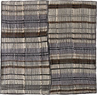 Luna Del Pinal Off-White & Gray Mixed Lines Floor Cushion Cover