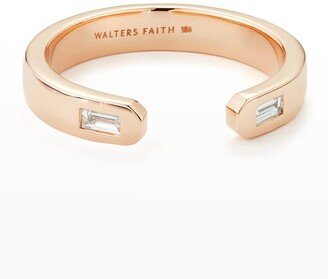 Walters Faith Ottoline Rose Gold Open Band Ring with 2 Gypsy-Set Baguette Diamonds Size 6