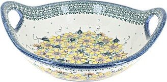 Blue Rose Pottery Blue Rose Polish Pottery Summer Picnic Deep Serving Bowl with Handles