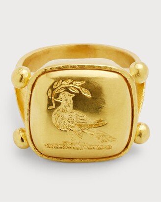 19k Yellow Gold Dove with Branch Ring Size 6.5