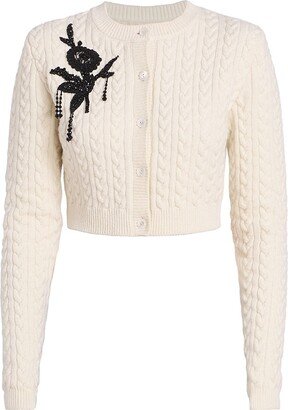 Embellished Cable-Knit Cardigan