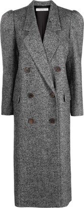 Puff-Shoulder Double-Breasted Coat