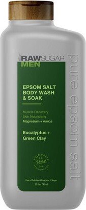 Raw Sugar Men's Epsom Body Wash + Bath Soak - Eucalyptus and Green Clay - 25 fl oz