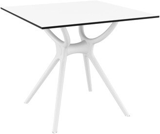 Luxury Commercial Living 31.5 White Square Laminated Top Outdoor Patio Dining Table