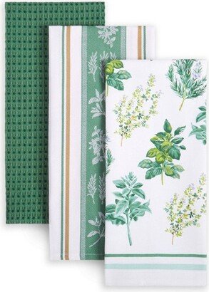 3pk Cotton Herbs Printed Kitchen Towels