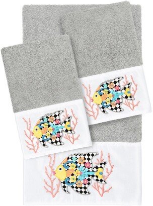 Feliz 3-Piece Embellished Towel - Light Gray-AA