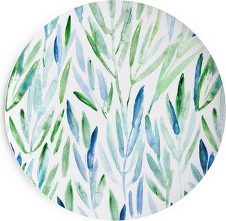 Salad Plates: Watercolor Eucalyptus Leaves - Blue And Green Salad Plate, Green