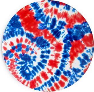 Salad Plates: Tie Dye - Blue, Red And White Salad Plate, Multicolor
