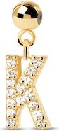 Pdpaola™ at Cubic Zirconia Letter K Initial Bead Charm in Sterling Silver with 18K Gold Plate