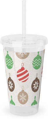 Travel Mugs: Christmas Ornaments Acrylic Tumbler With Straw, 16Oz, Multicolor