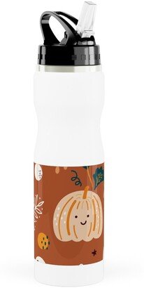 Photo Water Bottles: Autumn Pattern - Orange Stainless Steel Water Bottle With Straw, 25Oz, With Straw, Orange