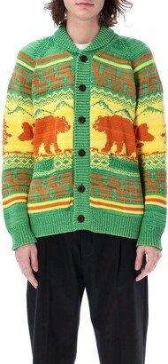 Bear Intarsia-Knit Cardigan