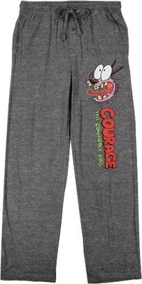 Warner Bros. Courage The Cowardly Dog With Logo Men's Heather Sleep Pajama Pants-Large