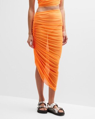 Diana Asymmetric Long Shirred Skirt