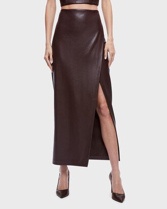 Siobhan Vegan Leather Wrap Maxi Skirt-AA