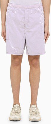 Magenta bermuda shorts in coated nylon