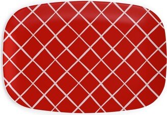 Serving Platters: Check On Red Serving Platter, Red