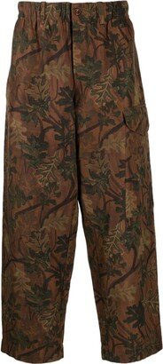 Cropped Leaf-Print Trousers