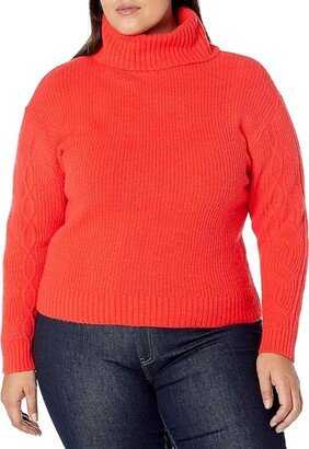Women's Turtle Neck Rib Sweater (Cherry Red) Women's Sweater