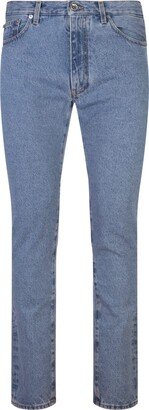 Man Slim Fit Jeans In Medium Blue Denim With Diagonals