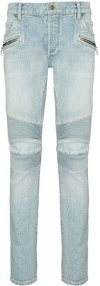 Slim-Cut Faded Biker Jeans