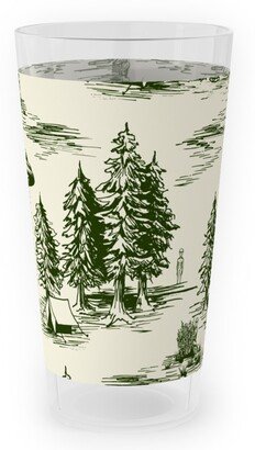 Outdoor Pint Glasses: Alien Abduction Toile De Jouy - Forest Green & Cream Outdoor Pint Glass, Green