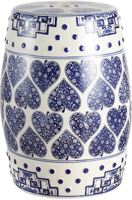 Happy Hearts 17.8In Chinoiserie Drum Garden Stool-AA