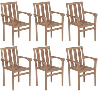 Stackable Patio Chairs 6 pcs Solid Teak Wood