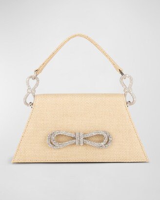 Samantha Bow Raffia Top-Handle Bag