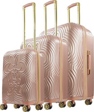 Ful Playful Minnie Mouse Molded Hardside 3 pc luggage set, Rose Gold