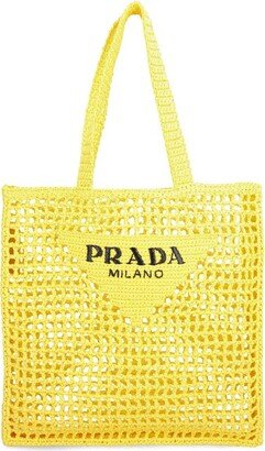 Logo Embroidered Corchet Tote Bag