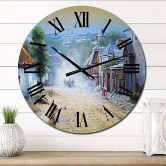 Designart 'Vintage View Of Old Europe City III' Vintage wall clock