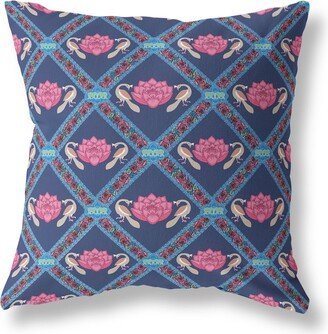 Amrita Sen Designs Lotus Peacock Rose Indoor Outdoor Pillow