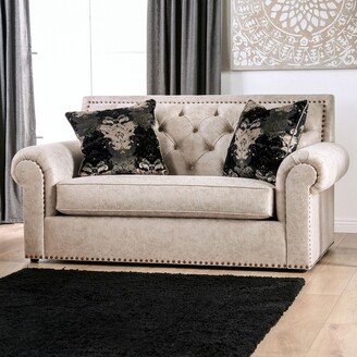 Estella Traditional Beige Tufted Nailhead Loveseat