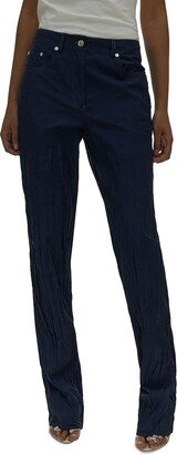 Womens Crinkled High Rise Skinny Pants